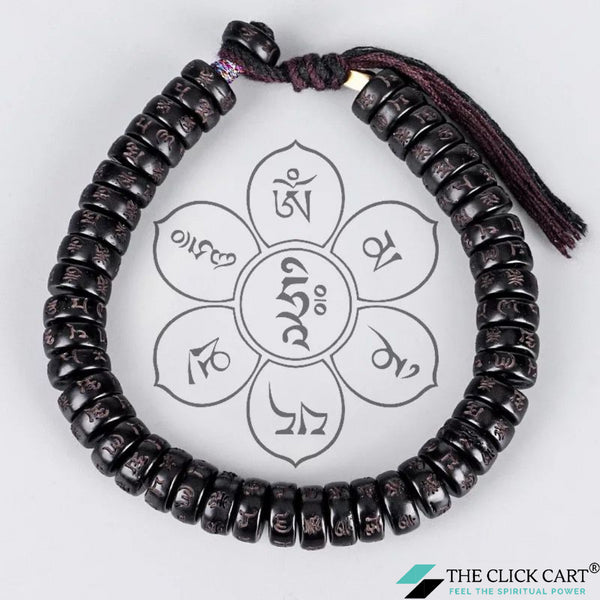 TCC™ Natural Black Wood With Tibetan Mantra Evil Eye Protection Bracelet